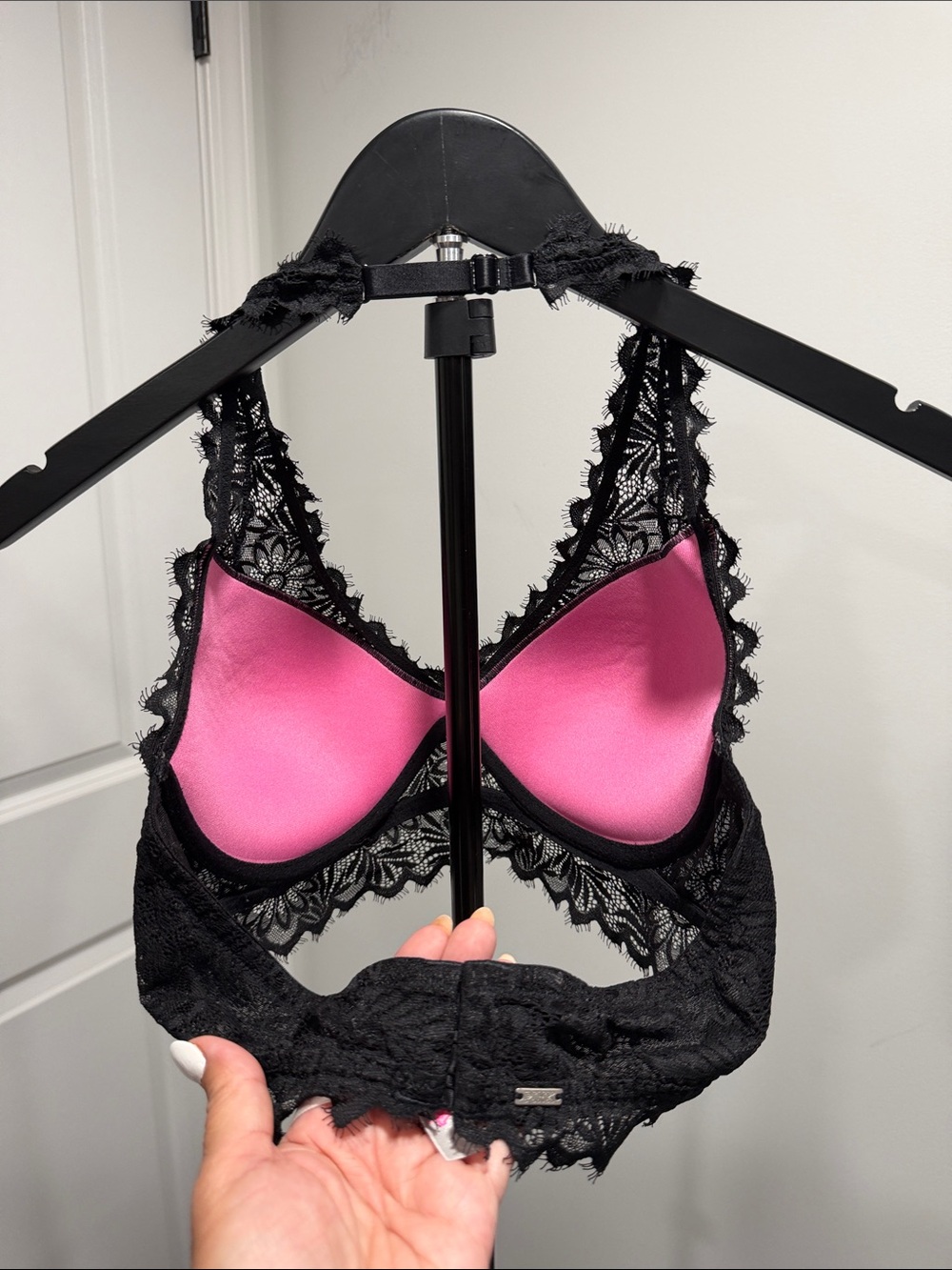 NWOT PINK Victoria's Secret Black Lace Longline Bralette - Picture 4 of 7